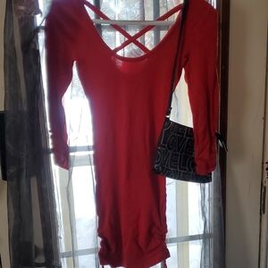 Guess Red Crisscross Back Mini Dress